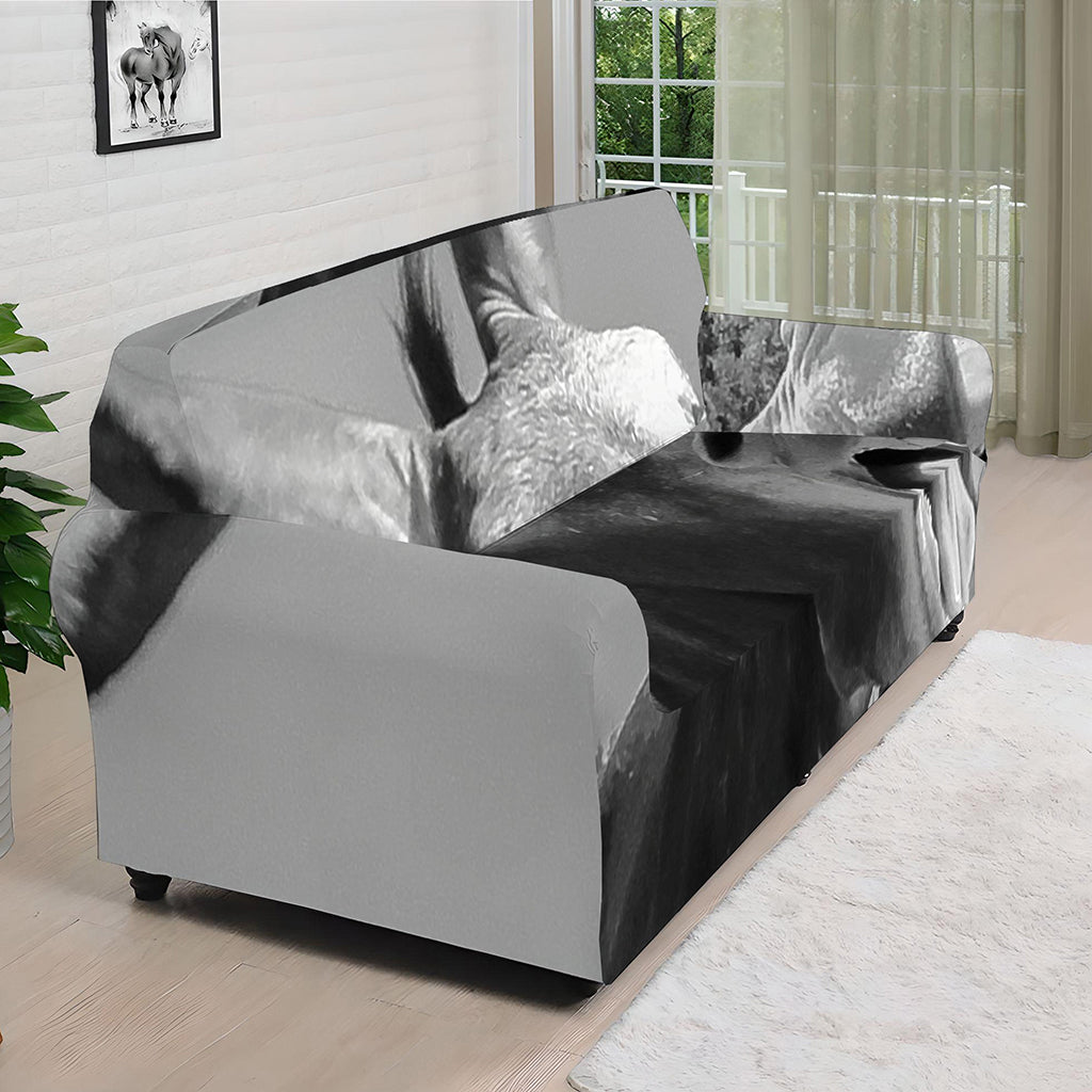 Black And White Funny Donkey Print Sofa Cover