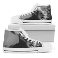 Black And White Funny Donkey Print White High Top Sneakers
