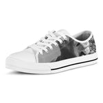 Black And White Funny Donkey Print White Low Top Shoes