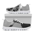 Black And White Funny Donkey Print White Running Shoes