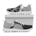 Black And White Funny Donkey Print White Sneakers