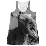 Black And White Funny Donkey Print Women's Racerback Tank Top