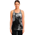 Black And White Funny Donkey Print Women's Racerback Tank Top