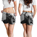 Black And White Funny Donkey Print Women's Shorts