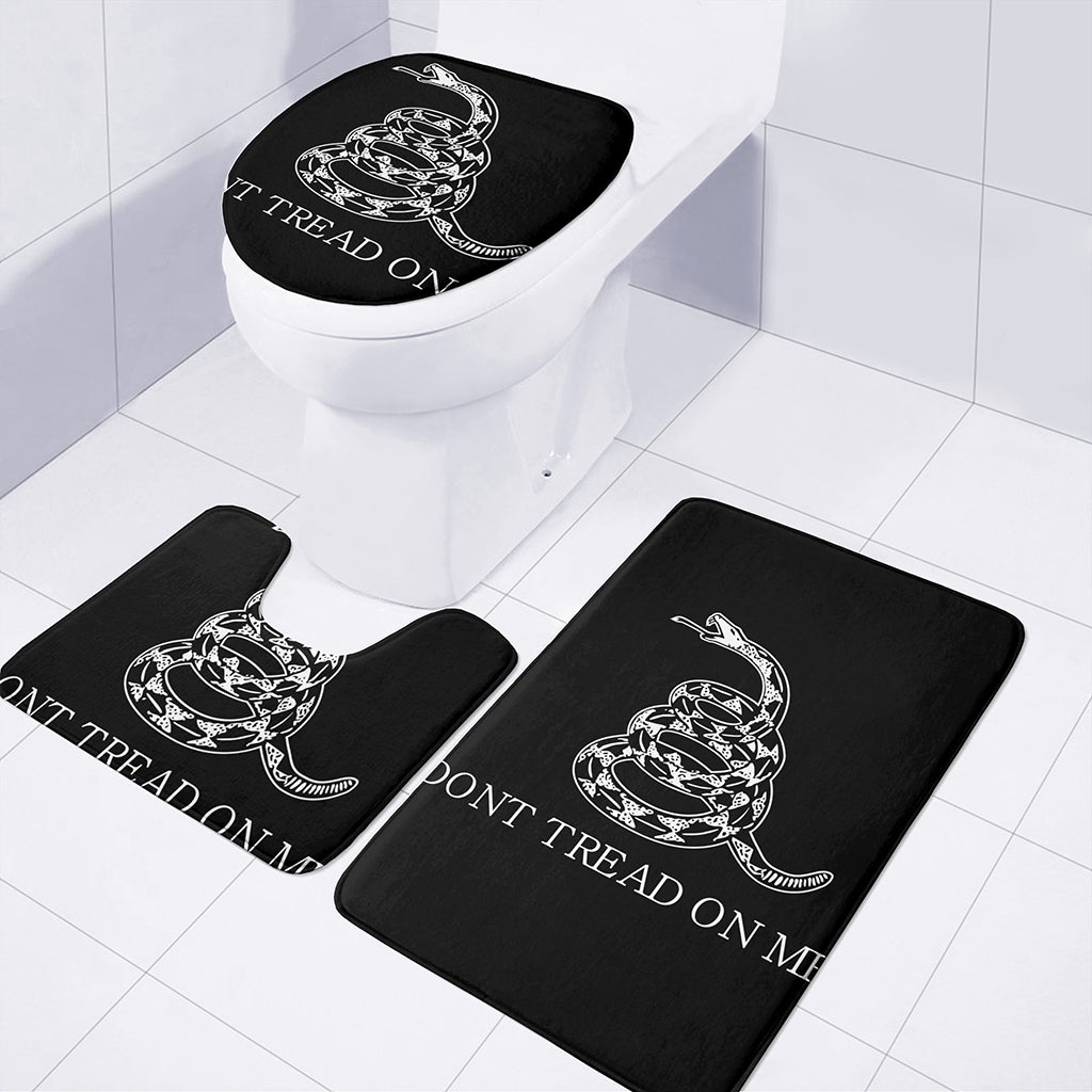 Black And White Gadsden Flag Print 3 Piece Bath Mat Set