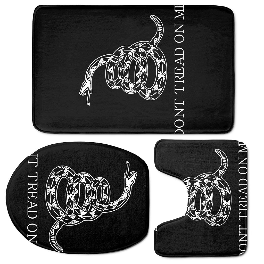 Black And White Gadsden Flag Print 3 Piece Bath Mat Set