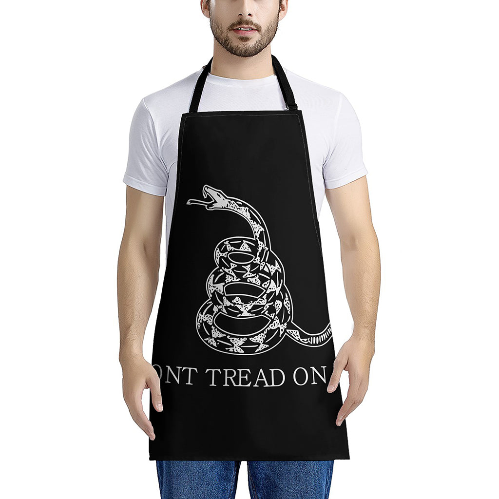 Black And White Gadsden Flag Print Apron