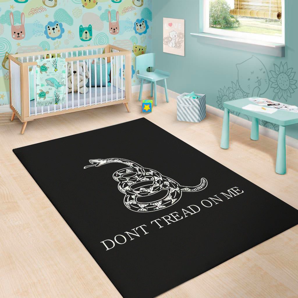 Black And White Gadsden Flag Print Area Rug