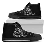 Black And White Gadsden Flag Print Black High Top Shoes