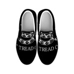 Black And White Gadsden Flag Print Black Slip On Shoes