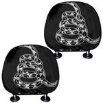 Black And White Gadsden Flag Print Car Headrest Covers
