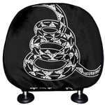 Black And White Gadsden Flag Print Car Headrest Covers