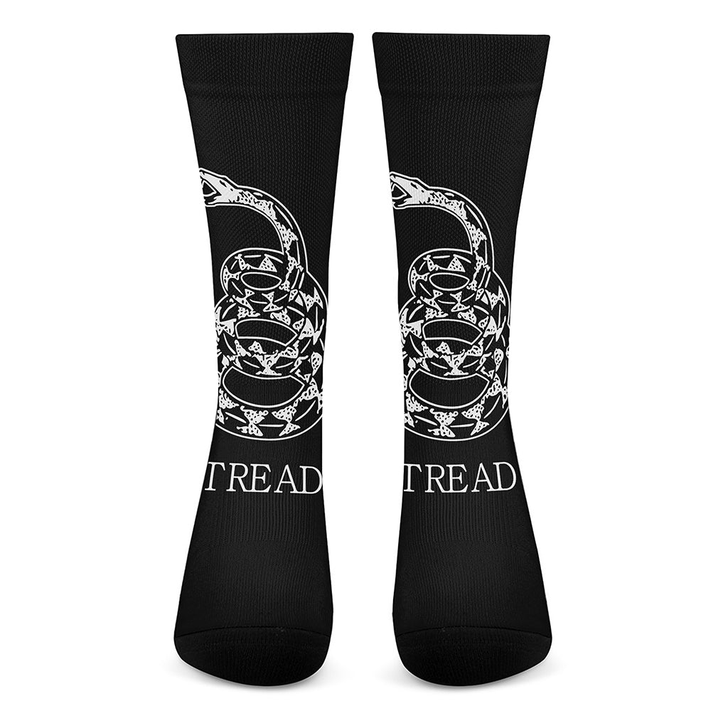 Black And White Gadsden Flag Print Crew Socks