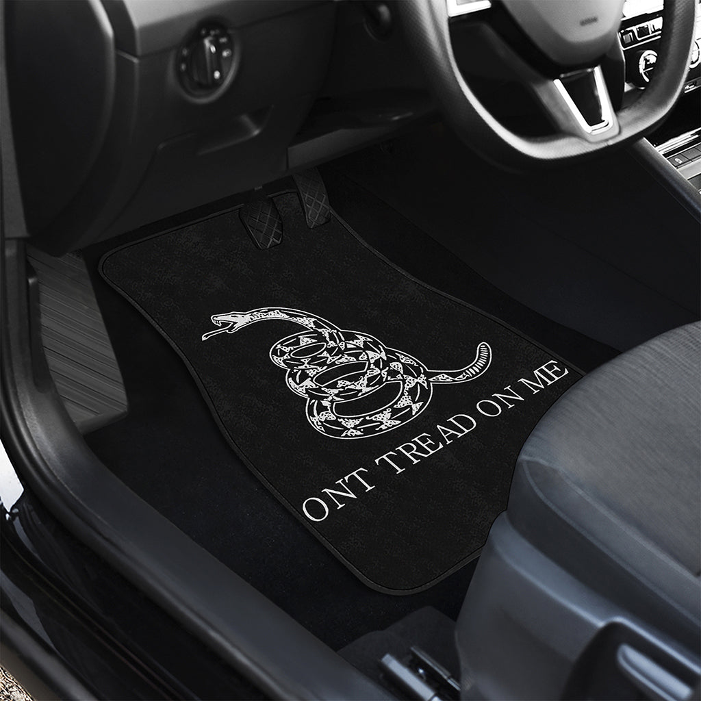 Black And White Gadsden Flag Print Front and Back Car Floor Mats