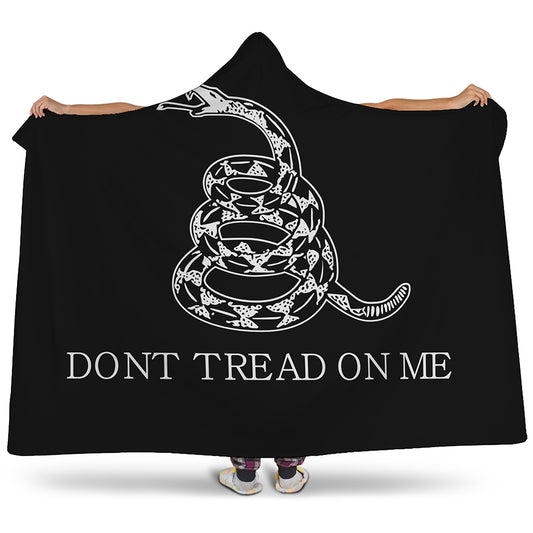 Black And White Gadsden Flag Print Hooded Blanket