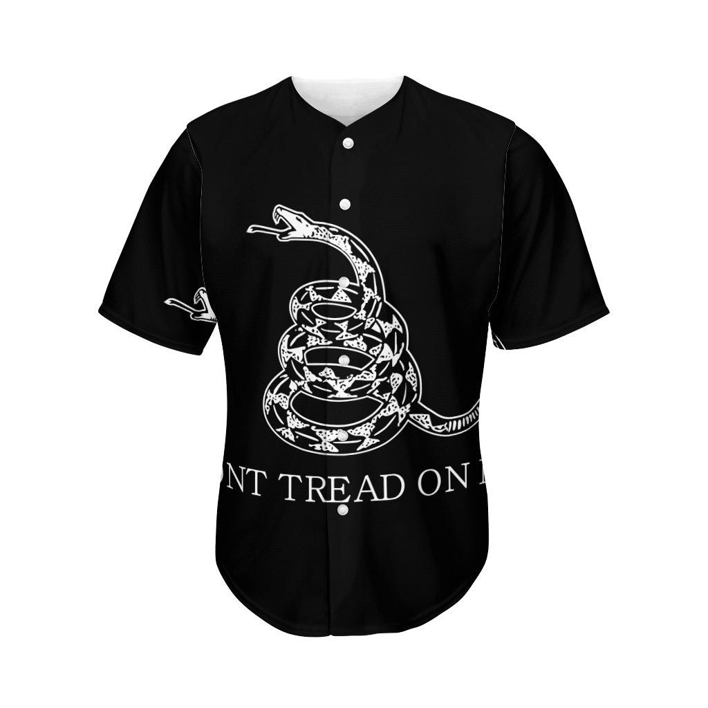 Black And White Gadsden Flag Print Men's Baseball Jersey