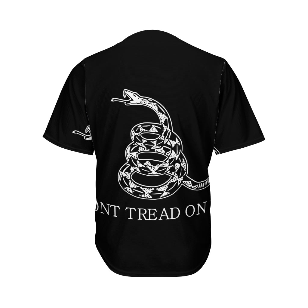 Black And White Gadsden Flag Print Men's Baseball Jersey