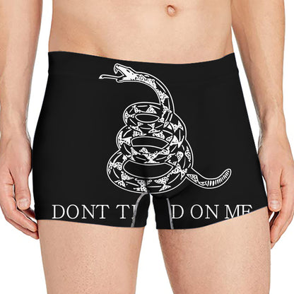 Black And White Gadsden Flag Print Men's Boxer Briefs
