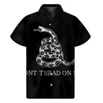 Black And White Gadsden Flag Print Men's Short Sleeve Shirt