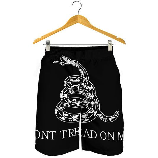 Black And White Gadsden Flag Print Men's Shorts