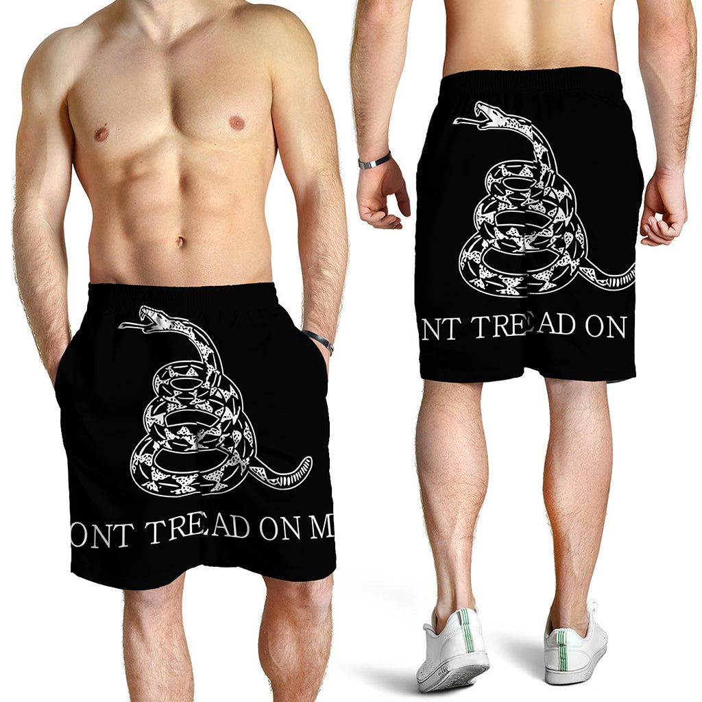 Black And White Gadsden Flag Print Men's Shorts