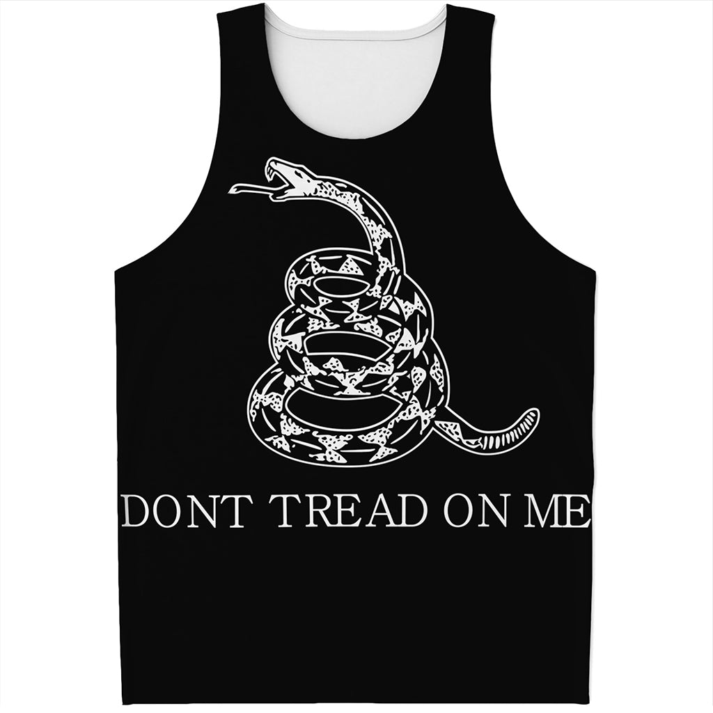 Black And White Gadsden Flag Print Men's Tank Top