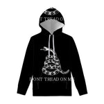 Black And White Gadsden Flag Print Pullover Hoodie