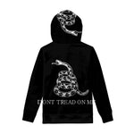 Black And White Gadsden Flag Print Pullover Hoodie