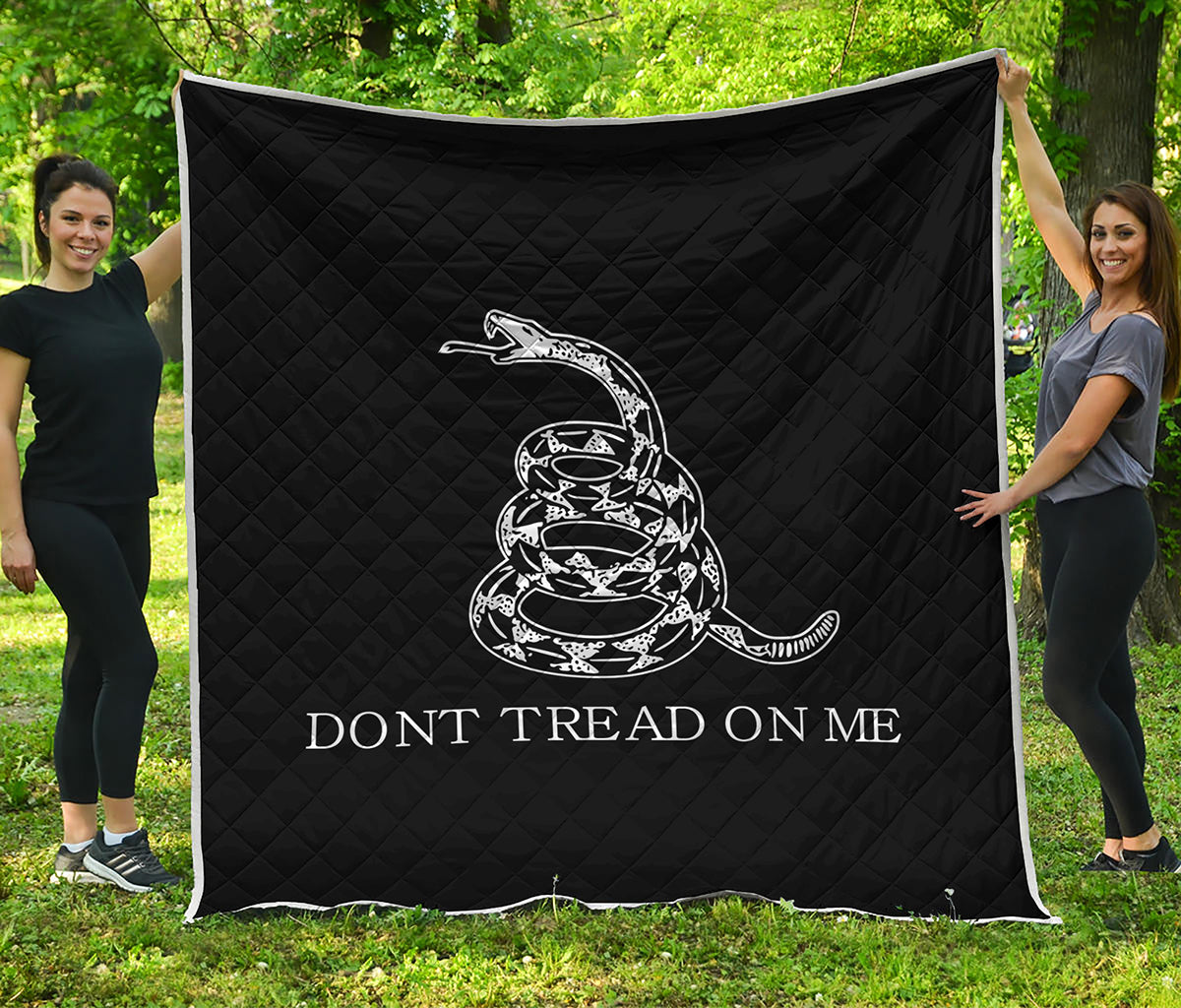 Black And White Gadsden Flag Print Quilt