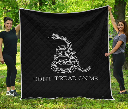 Black And White Gadsden Flag Print Quilt
