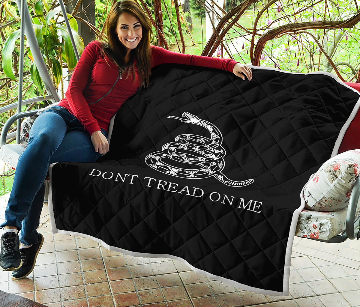 Black And White Gadsden Flag Print Quilt