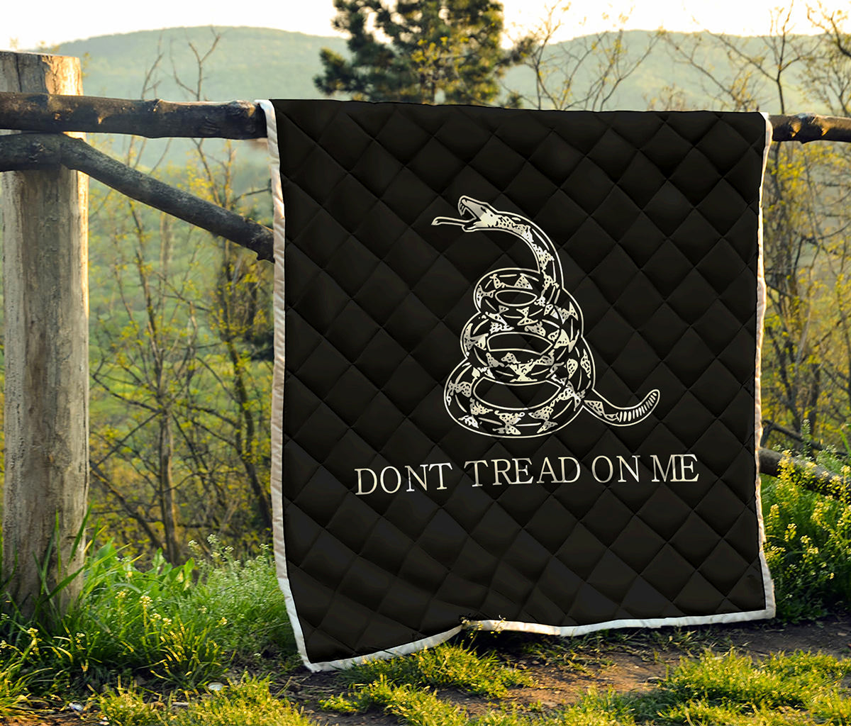 Black And White Gadsden Flag Print Quilt