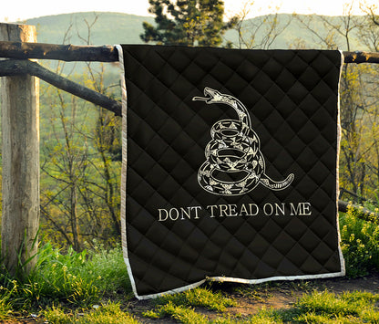 Black And White Gadsden Flag Print Quilt