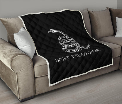 Black And White Gadsden Flag Print Quilt