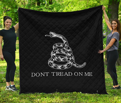 Black And White Gadsden Flag Print Quilt
