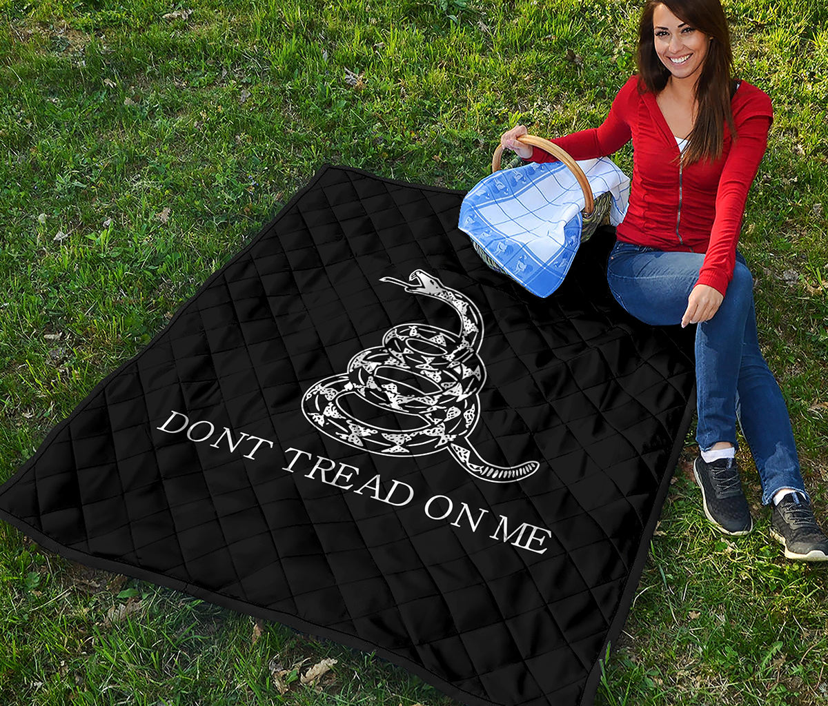 Black And White Gadsden Flag Print Quilt