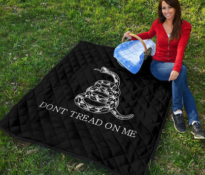 Black And White Gadsden Flag Print Quilt