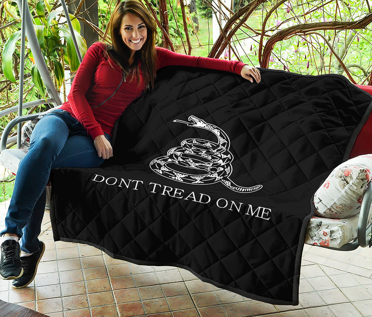 Black And White Gadsden Flag Print Quilt