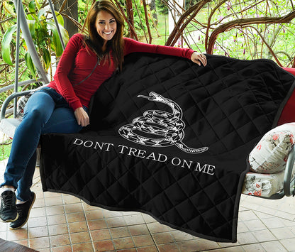 Black And White Gadsden Flag Print Quilt