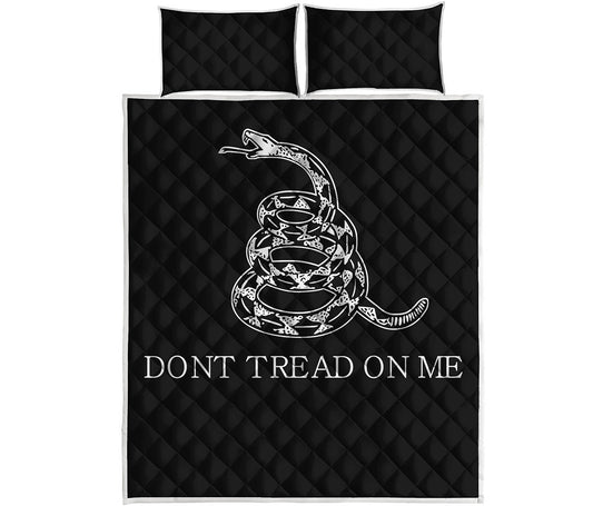 Black And White Gadsden Flag Print Quilt Bed Set