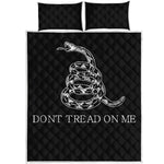 Black And White Gadsden Flag Print Quilt Bed Set