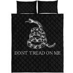Black And White Gadsden Flag Print Quilt Bed Set
