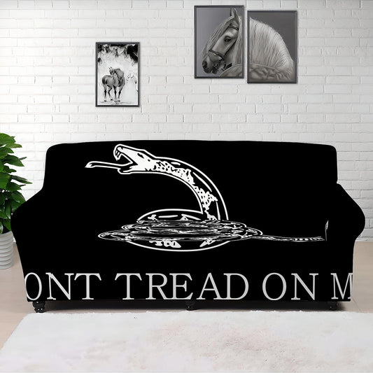 Black And White Gadsden Flag Print Sofa Cover