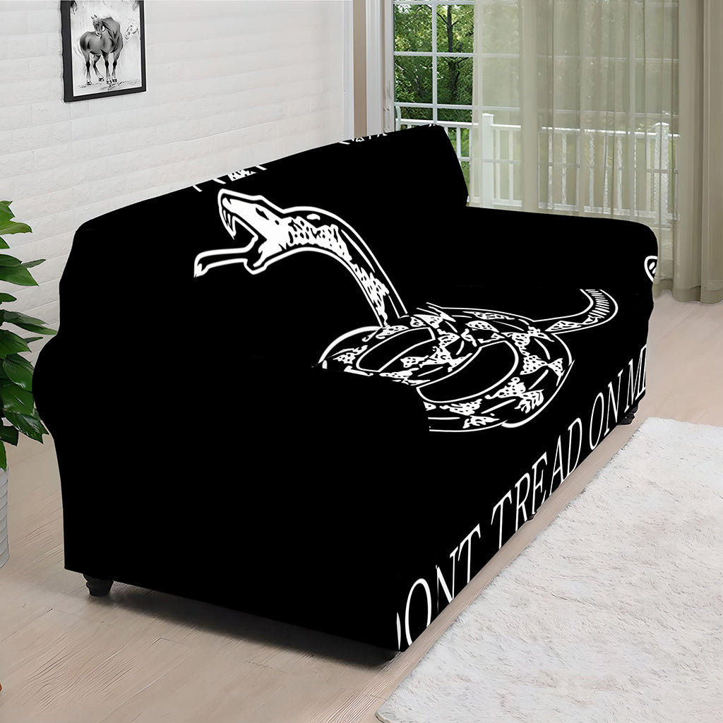 Black And White Gadsden Flag Print Sofa Cover