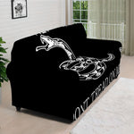 Black And White Gadsden Flag Print Sofa Cover