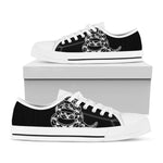 Black And White Gadsden Flag Print White Low Top Shoes