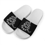 Black And White Gadsden Flag Print White Slide Sandals