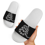 Black And White Gadsden Flag Print White Slide Sandals