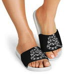 Black And White Gadsden Flag Print White Slide Sandals