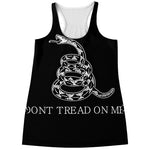 Black And White Gadsden Flag Print Women's Racerback Tank Top